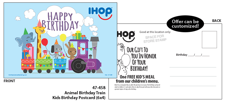 Kid's Birthday Postcard - Animal Birthday Train - Click Image to Close